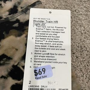 Lululemon wunder train HR tight 25”